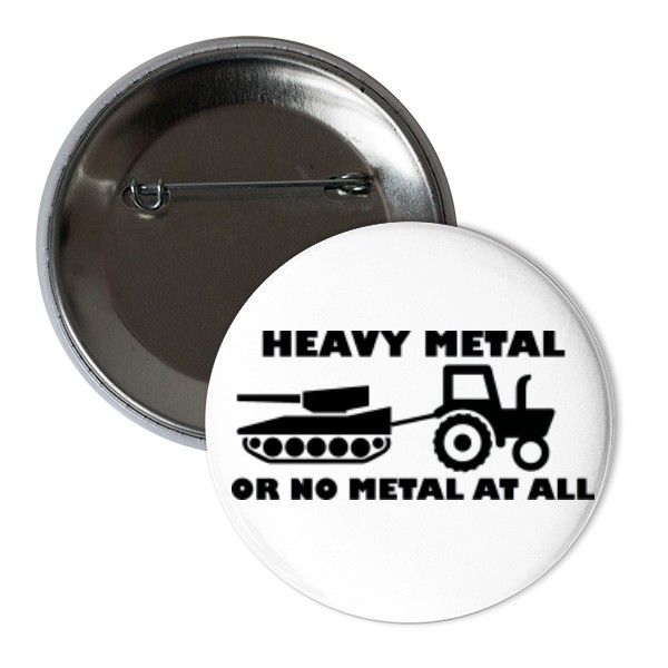 Odznáček  s potiskem Heavy metal bílý