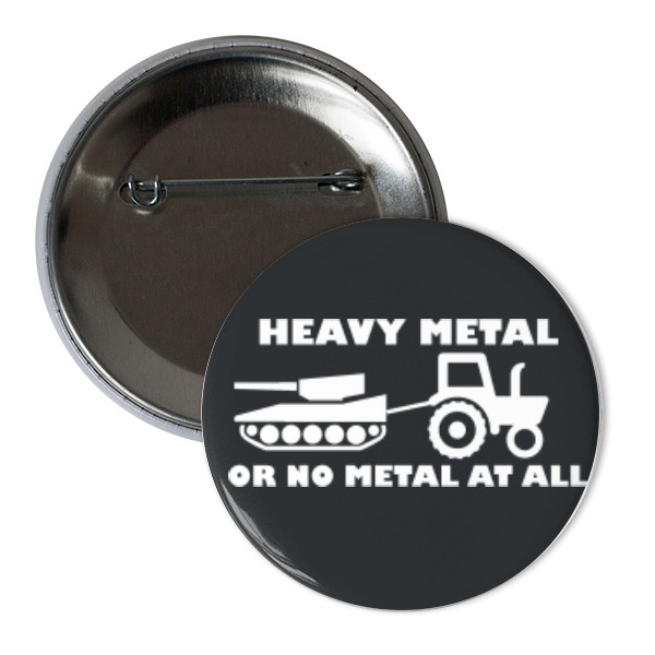 Button s potiskem Heavy metal black badge